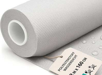 Waterproof fabric by the meter 2 M x 160 cm Durable outdoor material ideal for cushions curtains furniture covers garden seating and sewing projects Light Grey Oeko-Tex certified