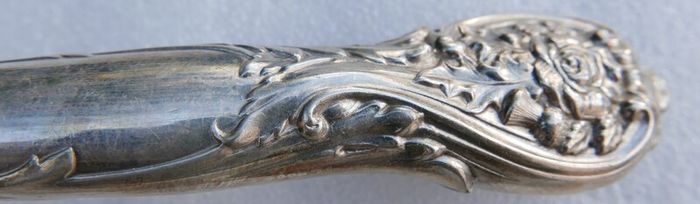 Antique Large Ornate Silver plate Fish server set McDowell's of Dublin Floral etched with original box