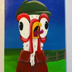 Crazy Farmer Chicken Original Acrylic Painting