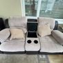 Comfortable 2-Seater Recliner Sofa with Storage Console & Cup Holders - Beige/Black Image 3
