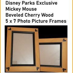 Disney Parks Exclusive Mickey Mouse Beveled Cherry Wood 5 x 7 Photo Picture Frames