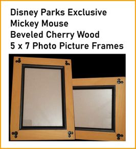 Disney Parks Exclusive Mickey Mouse Beveled Cherry Wood 5 x 7 Photo Picture Frames