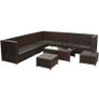 8 Piece Garden Lounge Set with Cushions Poly Rattan Brown Image 2