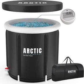XL Portable Cold Water Therapy Tub for Athletes 5-Layer Insulated Cold Plunge Pool with Thermo-Tech Thermometer Bag Outdoor Black