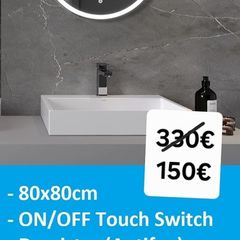 LED Mirror 80x80cm Demister Defogger