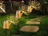 Solar Watering Can Firework Lights Outdoor Garden Decorations Waterproof Pathway Light Led Landscape Starburst Lights for Outside Backyard Lawn Patio Walkway Driveway Parties Ornaments
