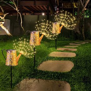 Solar Watering Can Firework Lights Outdoor Garden Decorations Waterproof Pathway Light Led Landscape Starburst Lights for Outside Backyard Lawn Patio Walkway Driveway Parties Ornaments