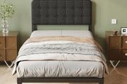 3ft with Curved Upholstered Headboard, 36 cm High, Heavy Duty Metal Bed Frame Single with Steel Slats, Ample Storage Underbed, Easy Assembly, Noise Free, Black