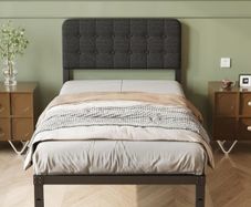 3ft with Curved Upholstered Headboard, 36 cm High, Heavy Duty Metal Bed Frame Single with Steel Slats, Ample Storage Underbed, Easy Assembly, Noise Free, Black