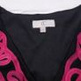 Country Casuals CC Black Sheer Mesh Fuchsia Pink Soutache Ribbon Embroidered V-Neck Midi Dress 16UK/44EU Image 2