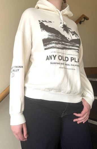 Pull & Bear Cream Graphic Hoodie - Size 8/S/36