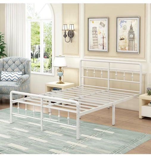King Size Bed Frame with Victorian Headboard and Footboard