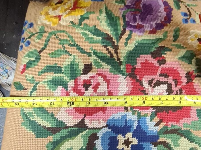 Pair of Vintage Wooden Dining Chairs with Tapestry Upholstery