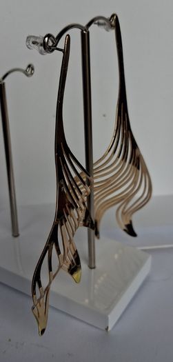 Gold Wavy Sculpted Fluid Leaf Earrings