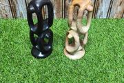 X2 Vintage Gymnastic Olympic Human Tower Figurine Stone White And  Black Sculpture Art
