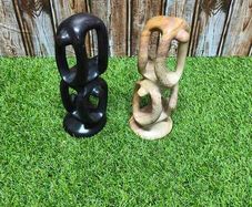 X2 Vintage Gymnastic Olympic Human Tower Figurine Stone White And  Black Sculpture Art