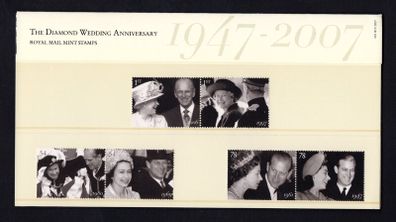 2007 Great Britain The Diamond Wedding Anniversary Commemorative Stamps Presentation Pack