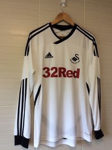 Swansea City FC. Official Adidas Mens Home Long Sleeved Jersey. Season 2011/2012. Number 24 Joe Allen.