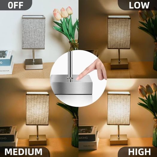 NEW SALE | Touch Control Table Lamp, 3-Way Dimmable Bedside Lamps Nightstand Lamps with Flaxen Fabric Shade for Bedroom Living Room,LED Bulb Included