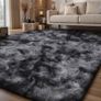 Lemon Rugs Living Room 160x230cm, Grey Area Rugs for Bedroom, Washable Anti Slip Extra Large Shaggy Soft Rug Fluffy Modern Floor Carpets Mat Beside Carpet for Kids Living Room Image 2