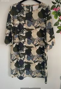 dress kaffe green patterned tunic dress freesize 12/14