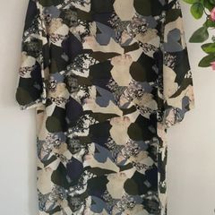 dress kaffe green patterned tunic dress freesize 12/14