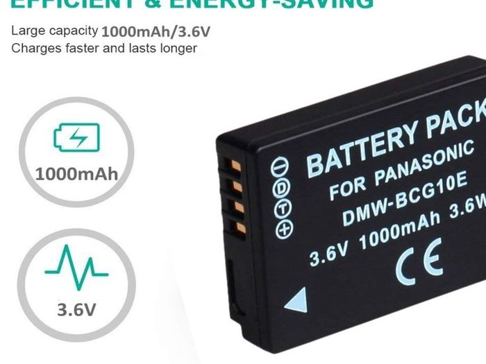 Panasonic compatible DMW-BG10E Replacement battery, 1000mah
