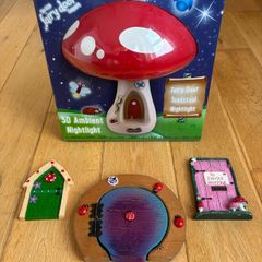 Toadstool Night Light and 3 fairy doors