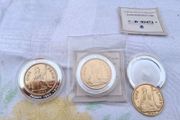 3 X Gold Plated Proof One Penny Coins