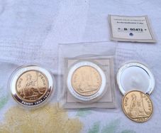 3 X Gold Plated Proof One Penny Coins