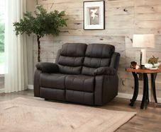FINAL UNITS 2 Seater Leather Recliner Sofa, Brown