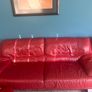 Red leather sofas x 2 plus ottoman Image 2
