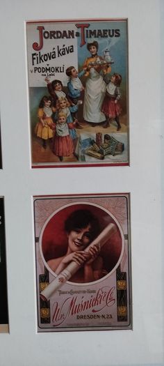 Framed Vintage Czech & German Advertising Postcards