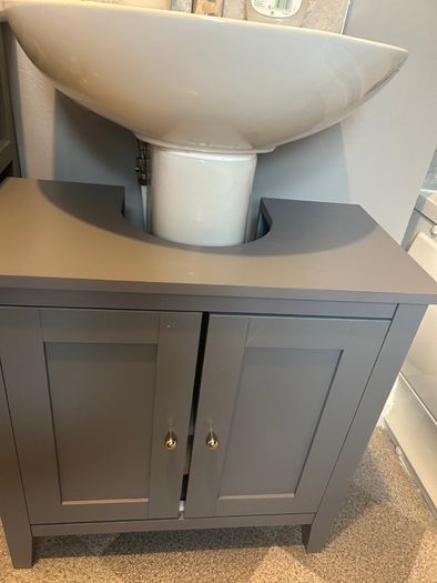 Grey bathroom vanity unit
