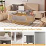 Coffee Table with Lift Top - Wooden Modern Centre Table with Unique Textured & Hidden Storage, for Living Room, Bedroom, Small Space, Home Office Image 7