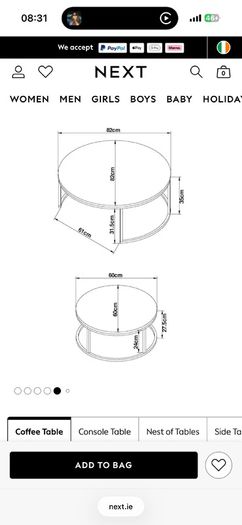 Brown Nesting Circular Coffee Table from Next