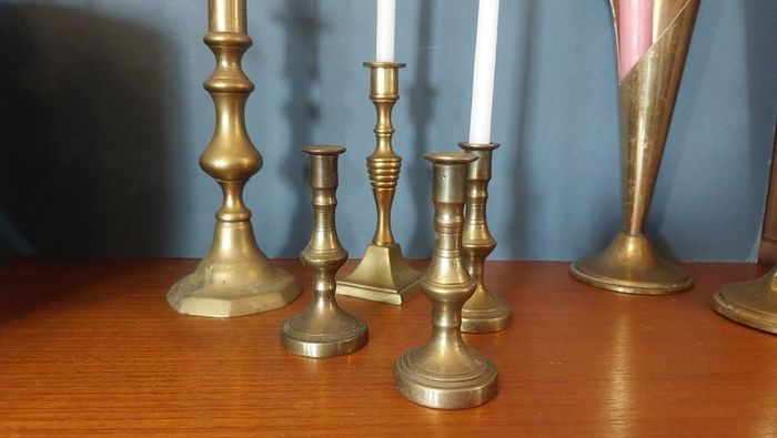 Fabulous Collection of Five Assorted Vintage/Antique Brass Candlesticks - Priced as a Collection, But Can be Sold Separately
