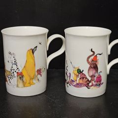CHURCHILL Mugs 'DIRTY DOGS & FAT CATS' by designer Cherry Denman Fine Bone China