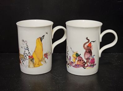 CHURCHILL Mugs 'DIRTY DOGS & FAT CATS' by designer Cherry Denman Fine Bone China
