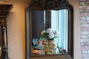 French Rococo Crest Oak Wall Mirror