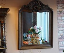French Rococo Crest Oak Wall Mirror