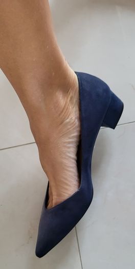 El Cortes Ingles navy suede pointed court shoes Sz 41 (Fit 7-7.5Uk) - Bnwt Rrp 59.99