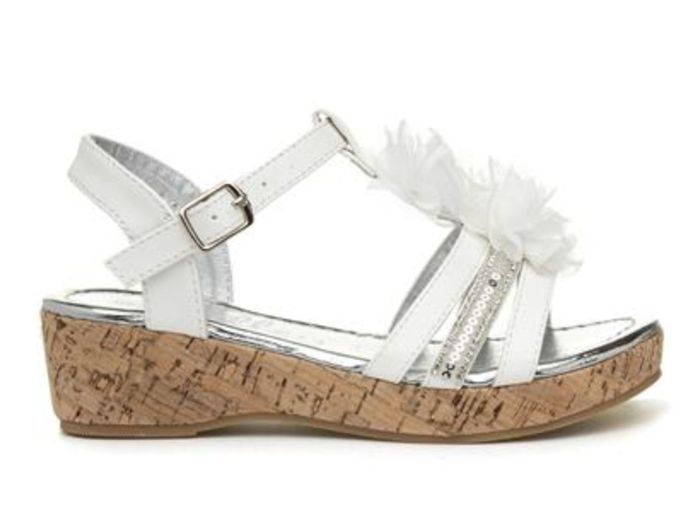 White floral wedge sandal.