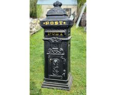 Cast Iron Pillar Post Box Black CH R 1702B B