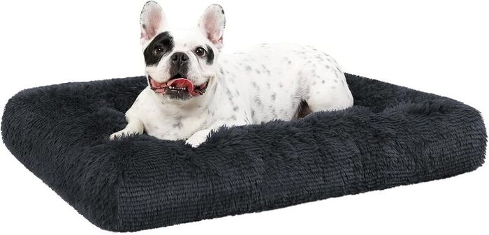 Calming Dog Bed for Medium Crate, Fluffy Washable Mattress, Long Plush Anti Anxiety Mat, Non Skid Bottom Dog Pillow Cushion, Pet Beds Shadow