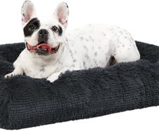Calming Dog Bed for Medium Crate, Fluffy Washable Mattress, Long Plush Anti Anxiety Mat, Non Skid Bottom Dog Pillow Cushion, Pet Beds Shadow