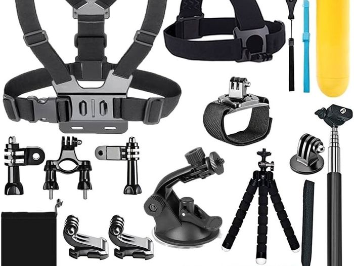 NEW SALE | 20-in-1 Action Camera Accessories for GoPro Hero 12 11 10 9 8 Max 7 6 5 4 Black GoPro 2018 Session Fusion Silver White Insta360