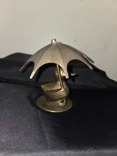 Vintage Solid Brass Duck with Umbrella
