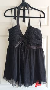 Black Chiffon & Diamante Top. Size 18. New