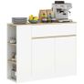 Sideboard, large cabinet compartment, 3 shelf compartments, drawer, 105 x 30 x 81.5cm, White/Wood Image 5